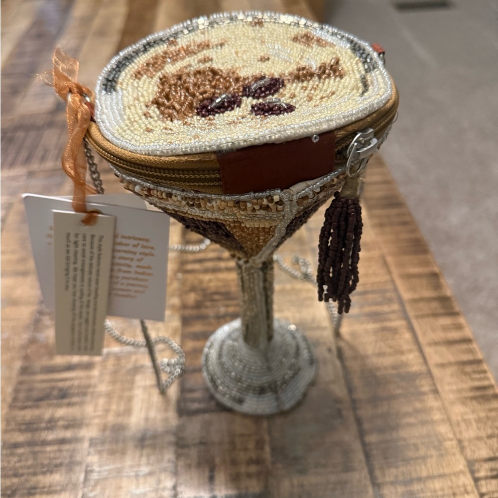 Beaded Espresso Martini Glass Purse